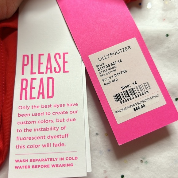 NWT Lilly Pulitzer Neil bathing suit ONLY Bottom Size 14 in Ruby Red - Picture 2 of 6